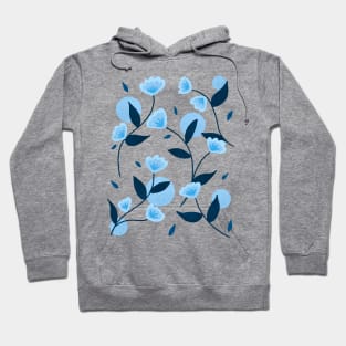 Blue retro floral pattern Hoodie